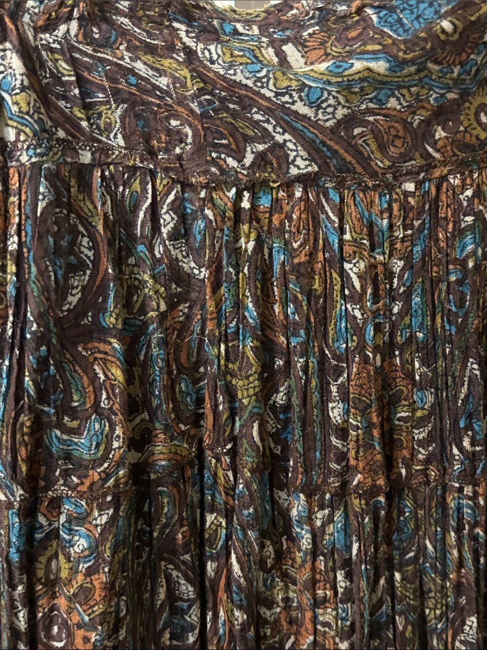 Boho Paisley Maxi Skirt in Brown and Teal - Picture 3 of 6